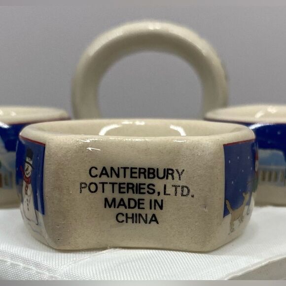 Napkin Rings Canterbury Potteries Holy Night Stoneware Country Christmas Church - Picture 3 of 8